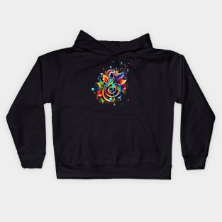 Music, colorful clef with leaves Kids Hoodie